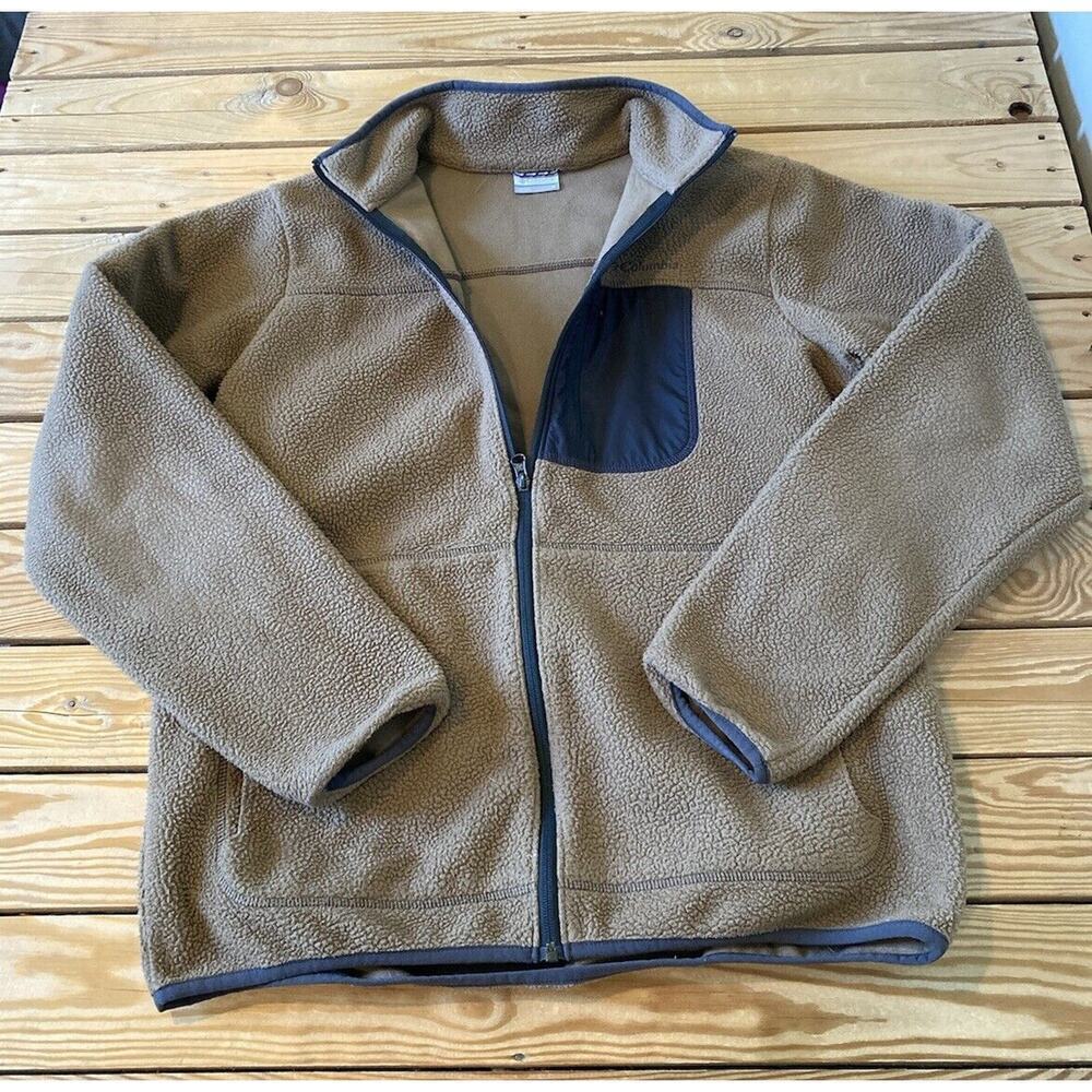 Columbia Fleece Jacket Size Medium Men’s Tan Full Zip